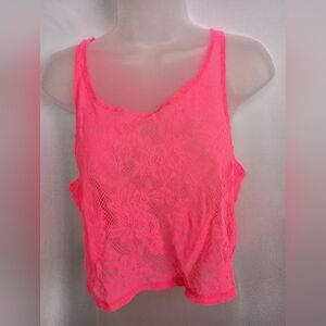 2/$30 Women's Cropped PINK Victoria Secret Barbiecore Lace Tank Top (#69)